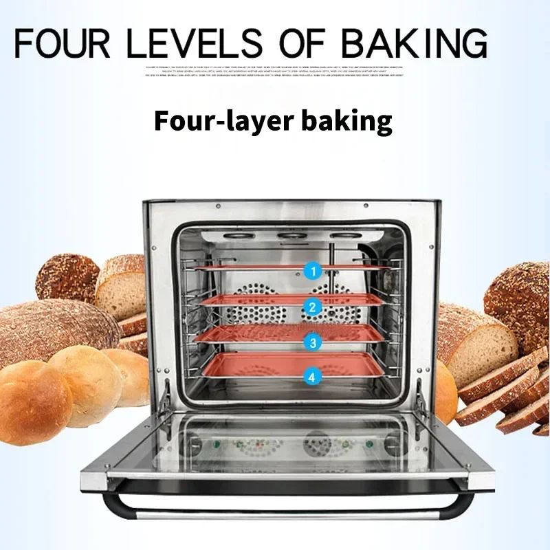 220V Commercial Large Spray Baking Oven Full-View Hot Air Circulation for Bread, Cake & Pizza