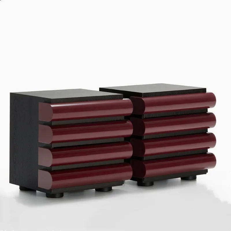 Italian minimalist solid wood paint bedside table designer paint cabinet