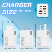 Chargeur USB C GaN 240W 8 en 1, charge rapide, adaptateur secteur pour iPhone, Samsung, Xiaomi, Type C, prise EU/US 6