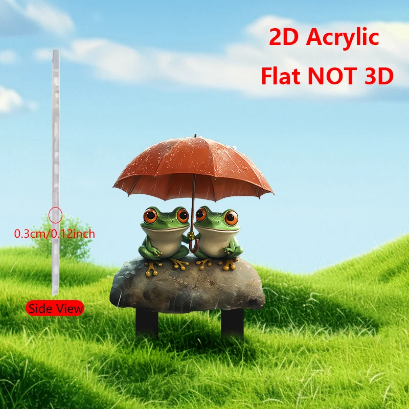 1 Piece 2D Acrylic Bonsai Ground Plug Frog Shape Outdoor Decorative Patio Lawn Deck Planter and Landscape Art Birthday Gift