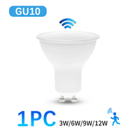 GU10 LED Bulb Radar Light PIR Motion Sensor 3W 6W 9W 12W Light Bulbs AC220V Energy Saving Working In Night For Ceiling Downlight