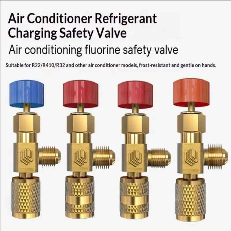 R410a R22 Adapter with Integrated Liquid Safety Valve Ideal for External Thread Air Conditioning Setup