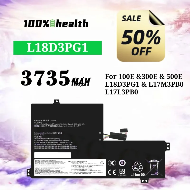 

L18D3PG1 3735mAh Laptop Battery for Lenovo 100E/300E/500E/L17M3PB0/L17L3PB0 Lithium Rechargeable Battery