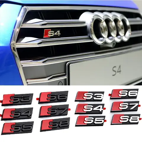 아우디 S3 S4 S5 S6 S7 S8 3D 자동차 전면 그릴 엠블럼 범퍼 배지 스티커 자동 외관 수정 장식 액세서리에 대 한 1PCS