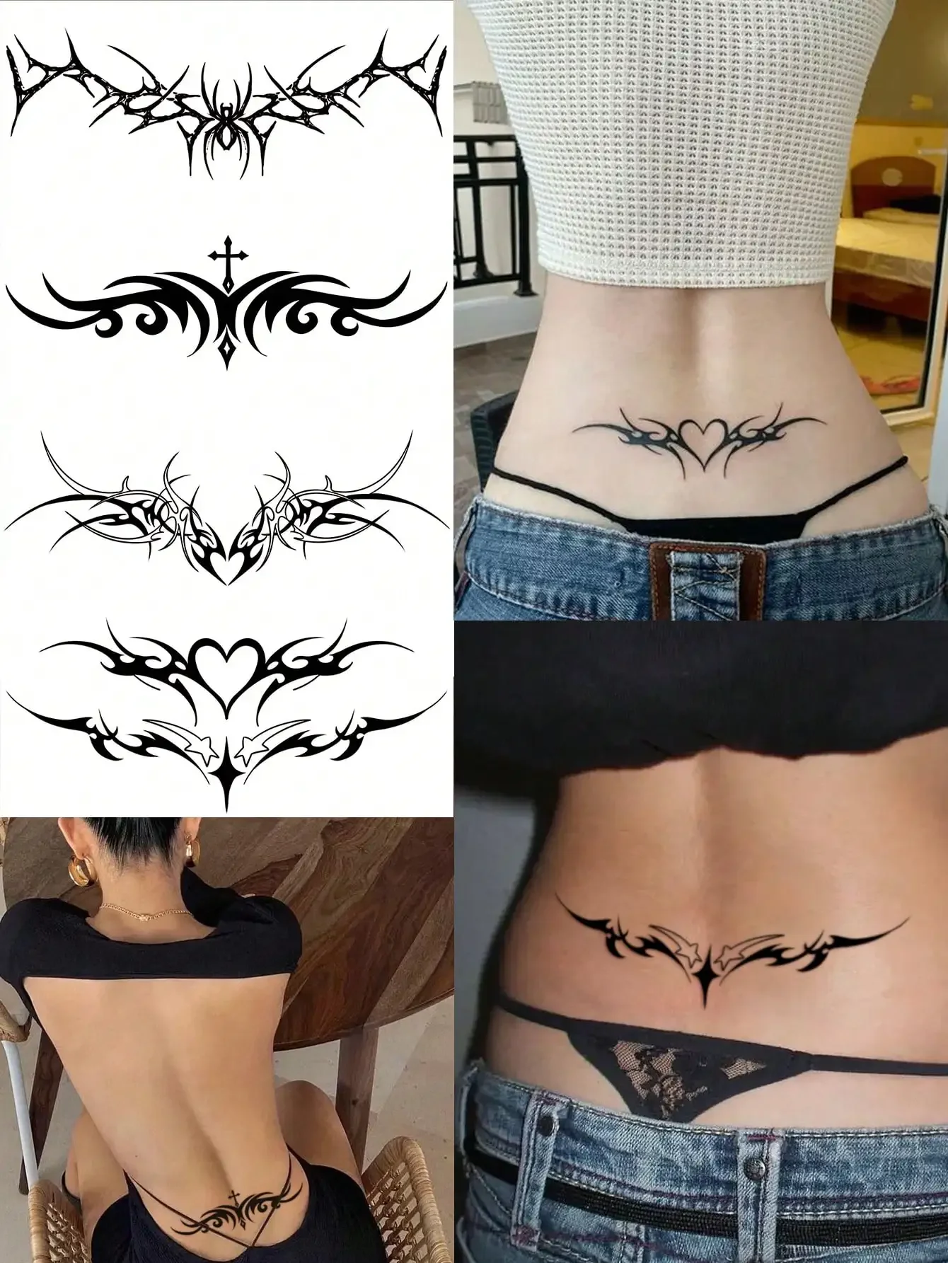 

4pcs Sexy Temporary Tattoo Stickers, Waterproof Waist & Abdomen Tattoo Decals For Women, Can Cover Waist Scars, Fake Body Tattoo For Girls (Waist & Abdomen)