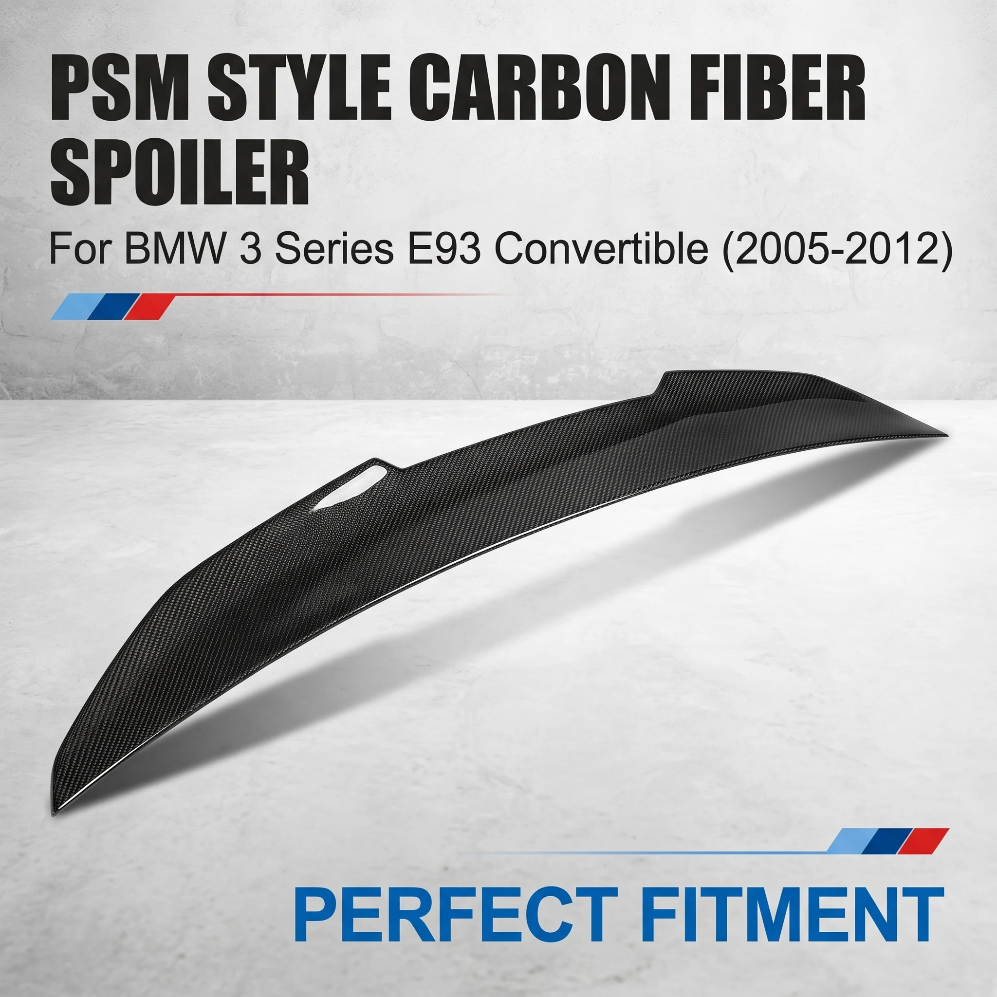 Carbon Fiber Rear Trunk Spoiler PSM Style for BMW 3 Series E93 Convertible 2005-2012 3M Tape No Drilling Glossy Black Body Kit