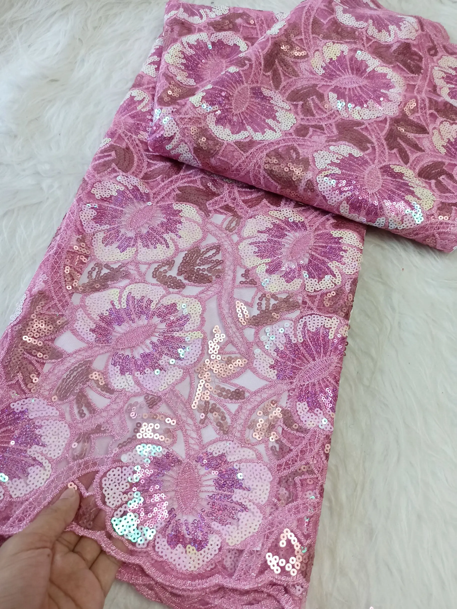 Tecido de renda africano francês branco com lantejoulas 2025 renda de tule de alta qualidade 5 jardas vestido bordado nigeriano festa de casamento