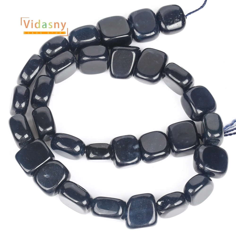 14x14mm Natural Stone Beads Dark Blue Chalcedony Square Beads For Jewelry Making Diy Necklace Accessories Bracelet Loose Beads