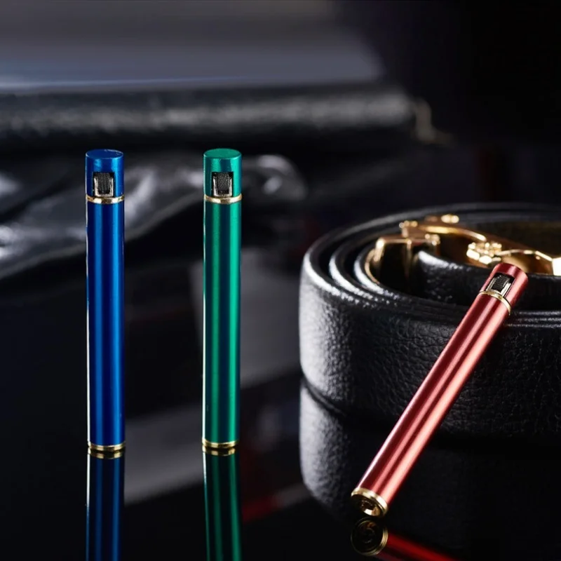 Mini Ultra‑Slim Metal Butane Gas Lighter Flint Wheel Open Flame Refillable Portable Cigarette Cigar Lighter Mens Smoking Gift