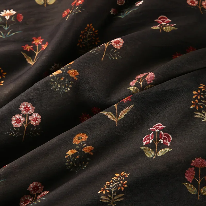 Digital Printing Floral Brocade Cotton Fabric Elegant Cheongsam Dress Clothing Handmade Sewing Fabric