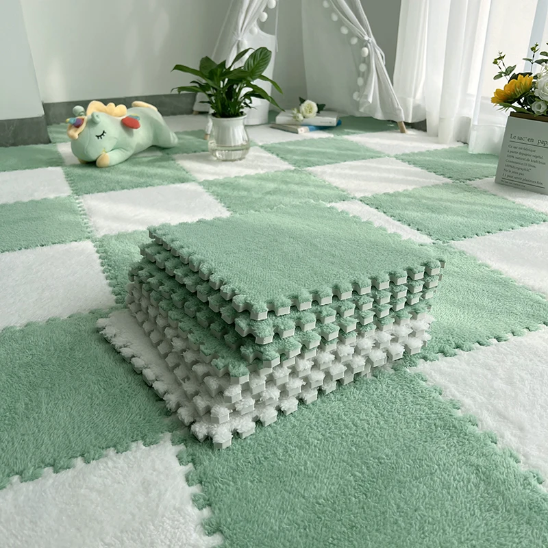 

Splicing Carpet Bedroom Girl Room Bedside Blanket Dirt-resistant Large Area Living Room Full Foam Bay Window Mat