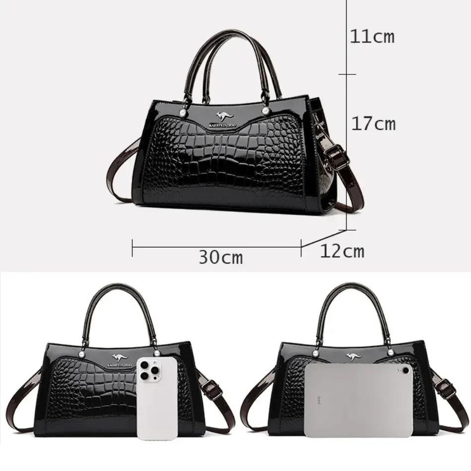 Bolso de mano de alta capacidad de 2 capas para mujer, bolsos de lujo, bolsos de diseñador con patrón de cocodrilo, bolso de hombro Boston de alta calidad