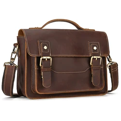 Crazy Horse Leather Retro Shoulder Bag Men Woman Bag Leather Crossbody Bag Men's Genuine Leather Messenger Bag Customzing