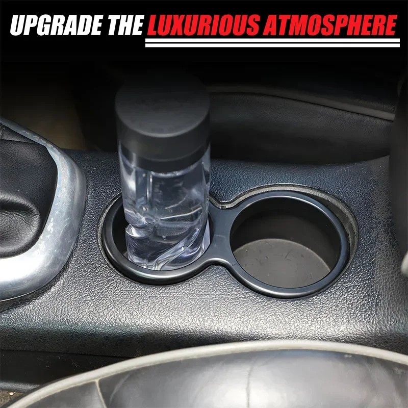 For Hummer H3 2005-2009  Aluminum alloy matte black car styling water cup holder decorative ring sticker  interior accessories