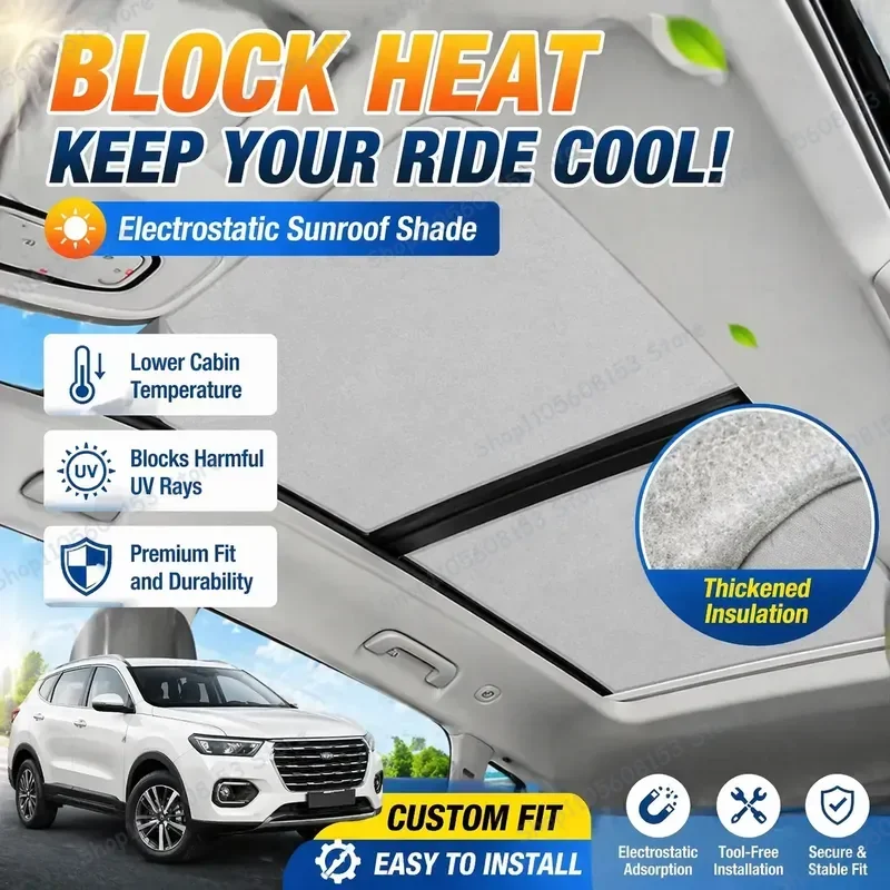 For Haval H6 MK2 2017–2023 Sunroof Shade Cover Electrostatic Sunshade UV Protection Windproof Outdoor Auto Accessory