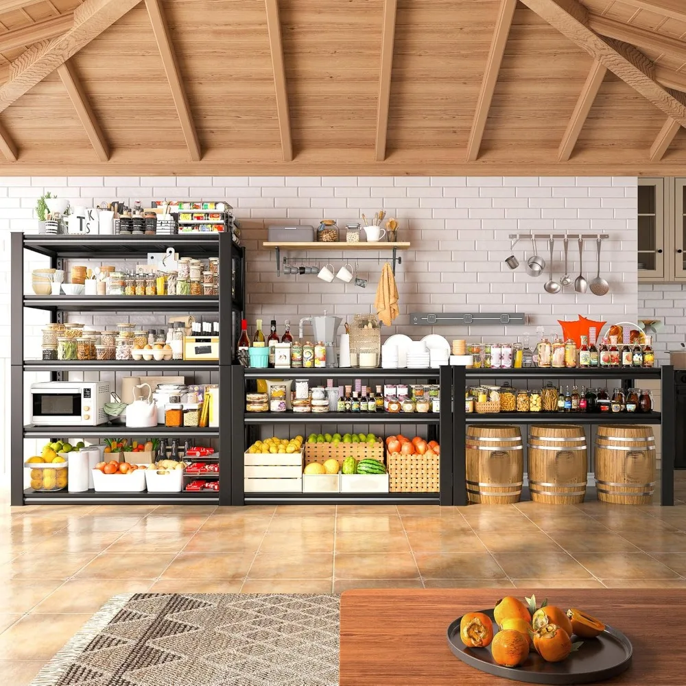 رفوف جراج 40 بوصة، أرفف تخزين شديدة التحمل تحميل 2500 رطل، رفوف معدنية قابلة للتعديل من 5 طبقات، أرفف جراج للمستودعات #6