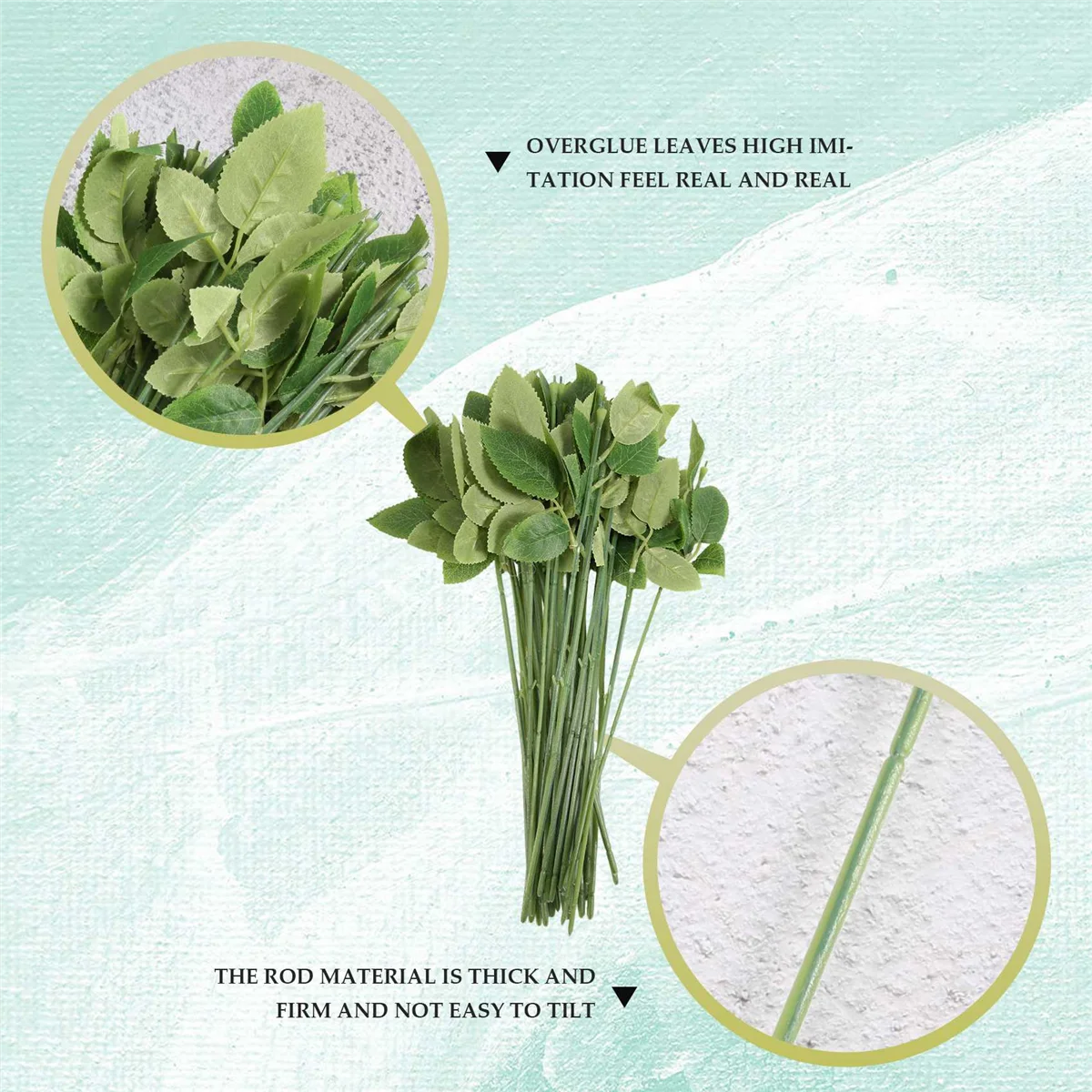50pcs Artificial Fake Rose Flower Stems For Diy Handmade Bouquet Flower Leaf Vein Wedding Home Decoration