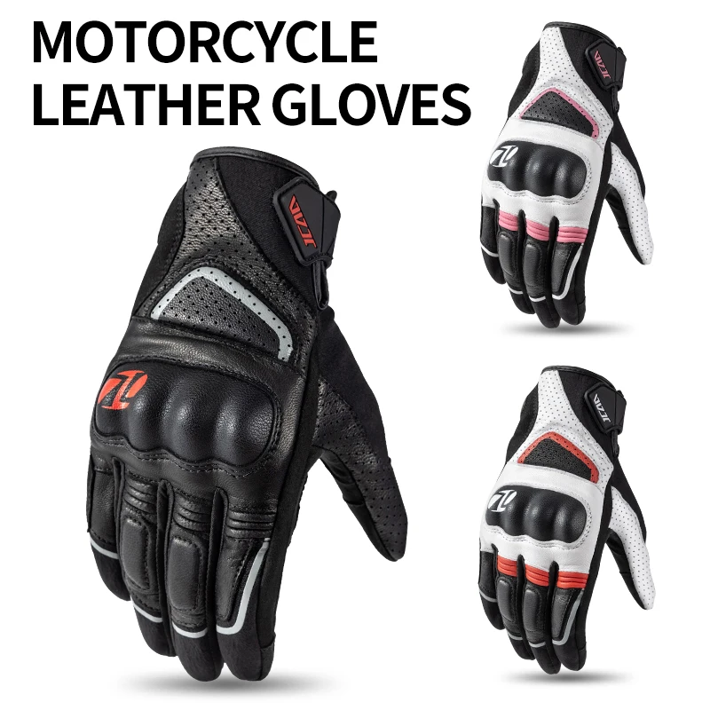 

Summer Men Women Universal Anti-Slip Moto Gloves Breathable Genuine Leather Anti-drop TPU Protection Riding Motocross Gloves