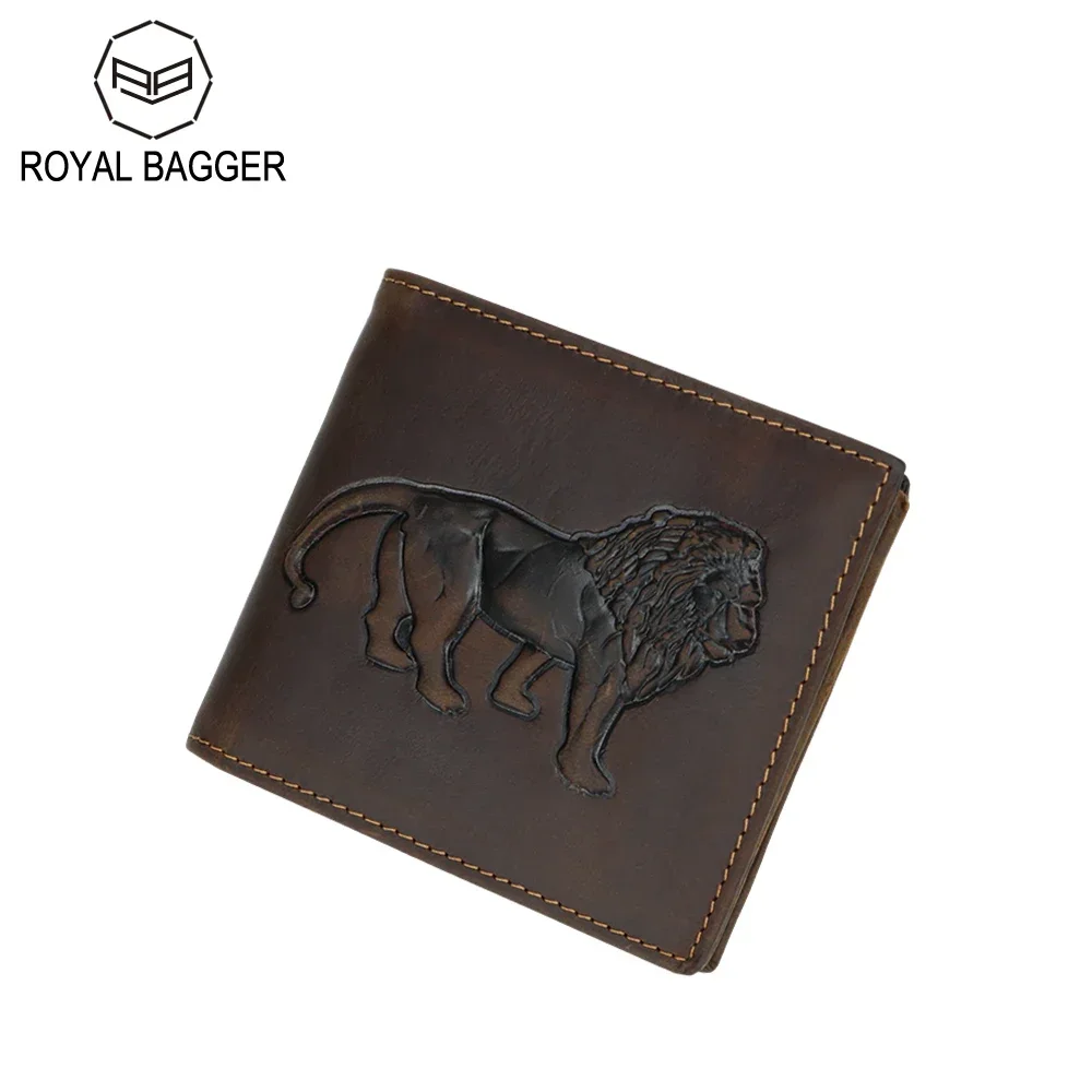 

Royal Bagger Vintage Wallets for Men Genuine Cowhide Large Capacity Card Holder Crazy Horse Leather Simple Clutch Purse 1462