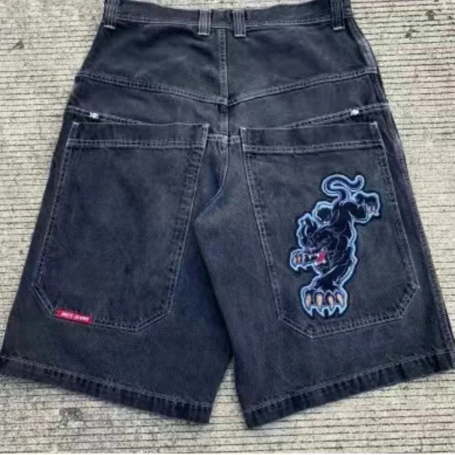 JNCO Great White Shark retro denim shorts 2024 new men\'s and women\'s hip-hop Harajuku street high-quality y2k shorts