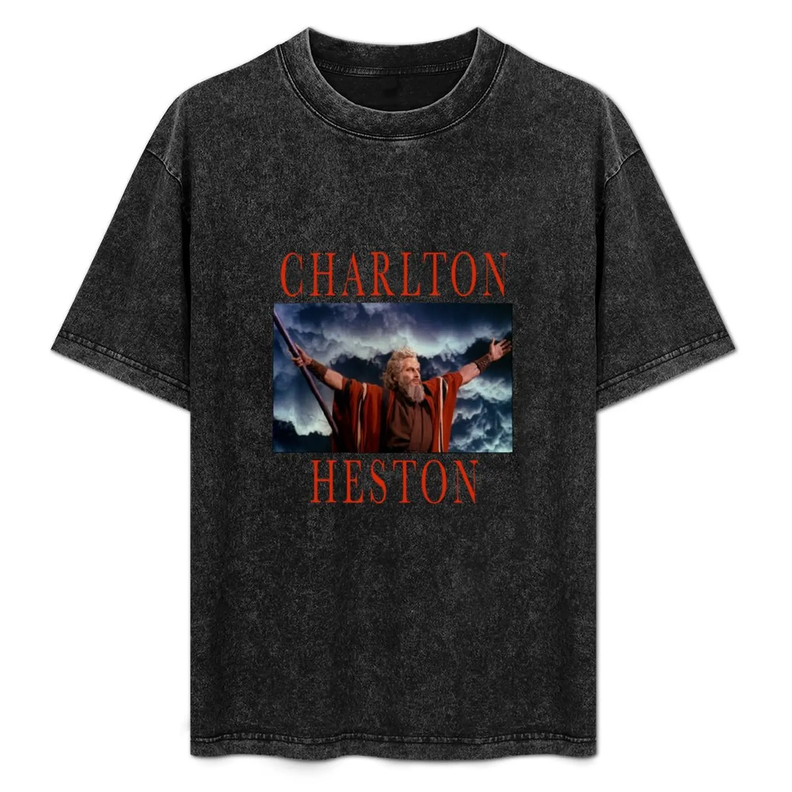 

Charlton Heston Moses The Ten Commandments T-Shirt Big Size Short Sleeve Tee for Men