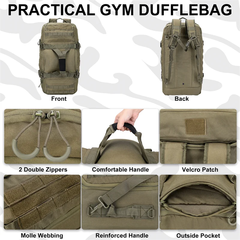 LQARMY 30L 45L 80L Men Sport Gym Bag Tactical Waterproof Backpack Sports Travel Bags Molle Camping Backpacks