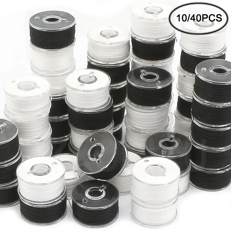 10/20/30/40 Pcs Black White Sewing Machine Bobbins Spool With Thread For Home Embroidery Machine DIY Sewing Accessories Tools