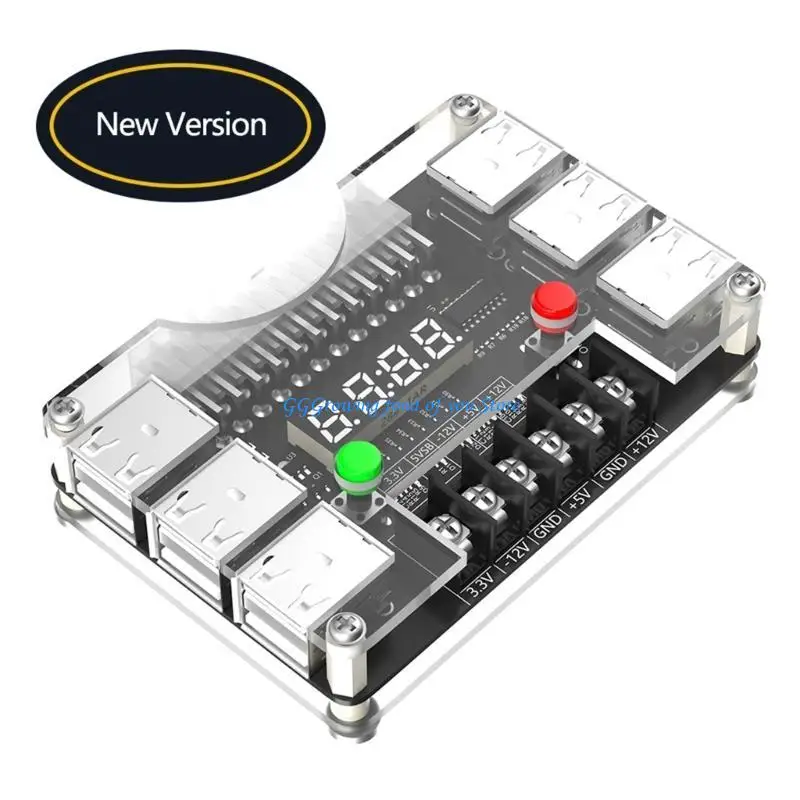 

H9EB 12 Port USB 3A 3.30V 5V 12V Output Power Breakouts Board Acrylic Case