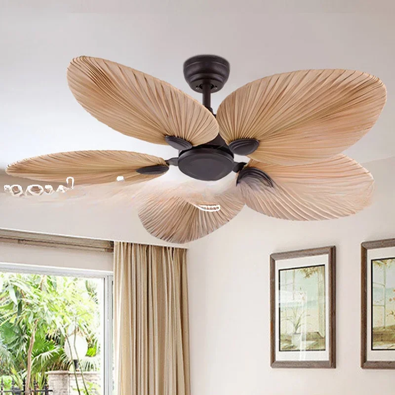 Fashion Design Decoration No Lamp 52 Inch Ceiling with Remote Control Fan 6-Gear Adjustable Fancy Decorative Palm Leaf Blade