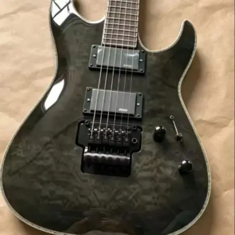 Quality Assurance: Black Electric Guitar Double Shake Fixed Bridge Tremor System, 6-String Mahogani Body in Stock