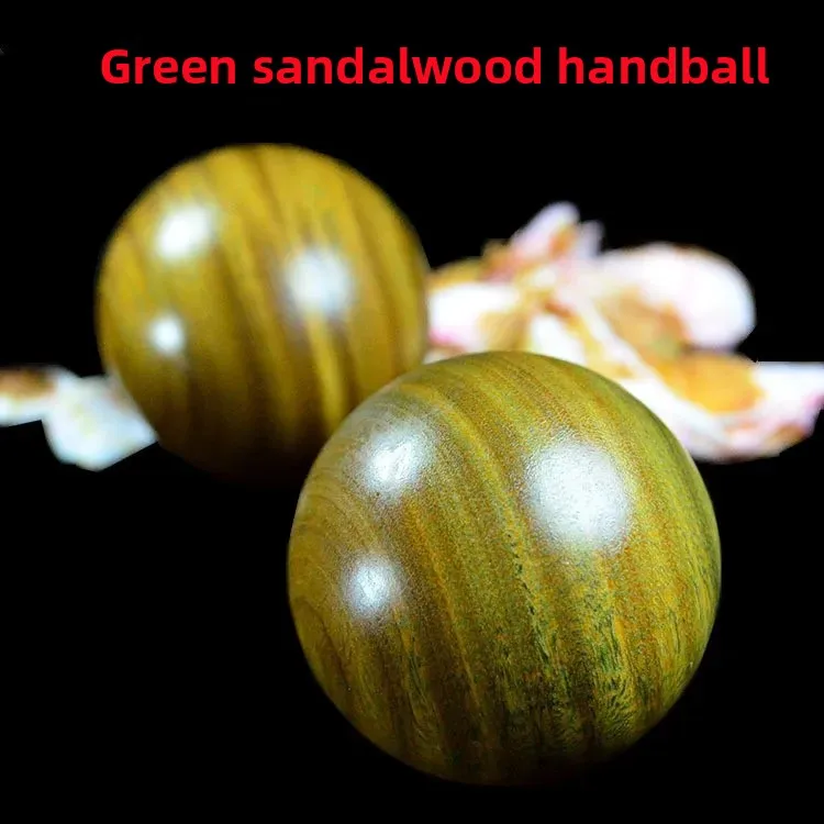 Green Sandalwood Solid Wooden Hand Ball Baoding Massage Ball Palm Exercise Fidget Hand Rolled Wood Carving Gift Set For Seniors
