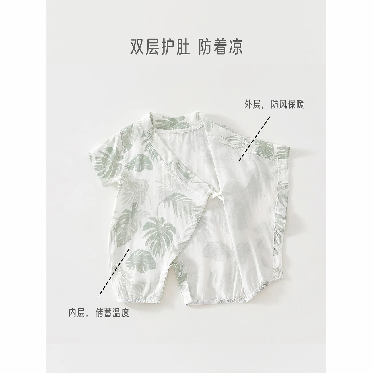 Somenie Summer Short Sleeve Baby Romper Bamboo Cotton Gauze Button Crotch Crawling Onesie Soft Pajamas For Newborn Toddler