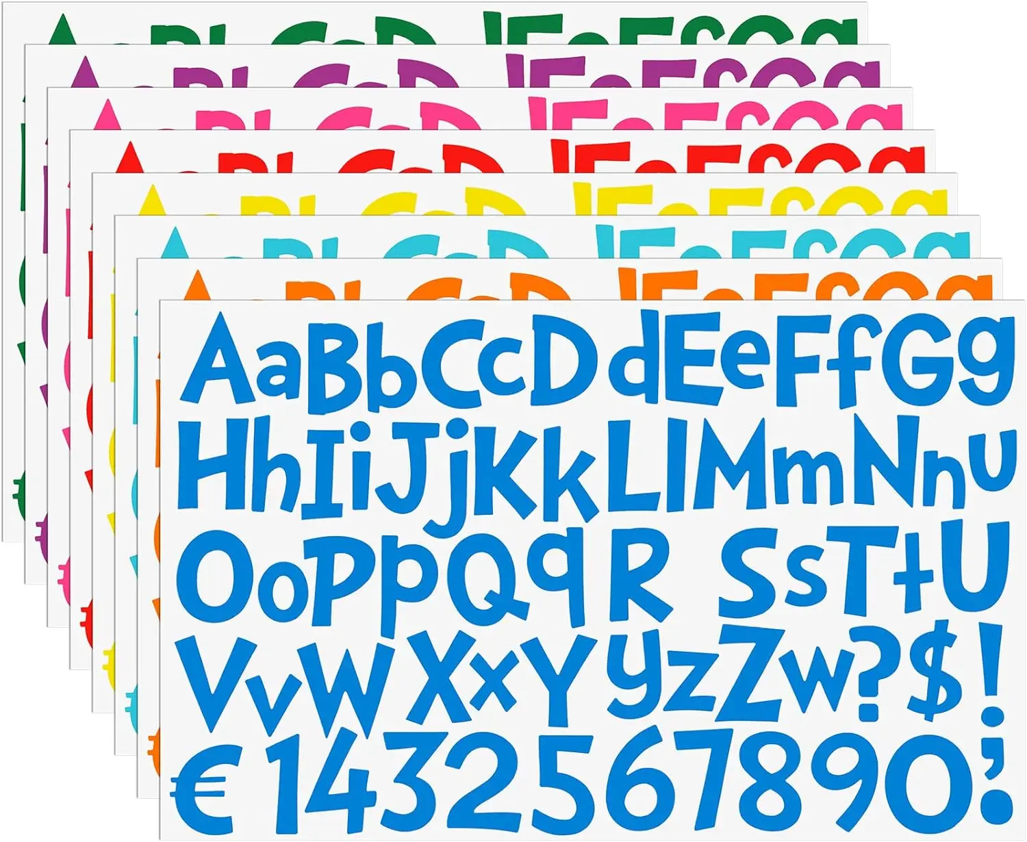 

544 Pcs 2 Inch Large Alphabet Stickers, Upper & Lower Case Letters with Numbers, Waterproof Vinyl for Bulletin Boards, Posters, Classroom Signs, Bottles