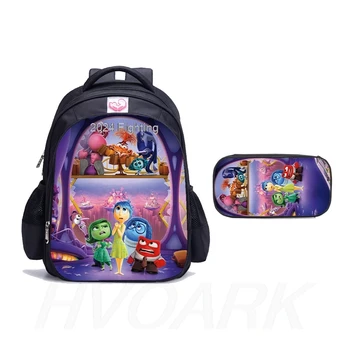 Printe à l'envers 2 sac à dos de l'école avec des sacs de crayon pour les sacs d'école de dessin animé primaire Grade1-6 pour les garçons et les filles