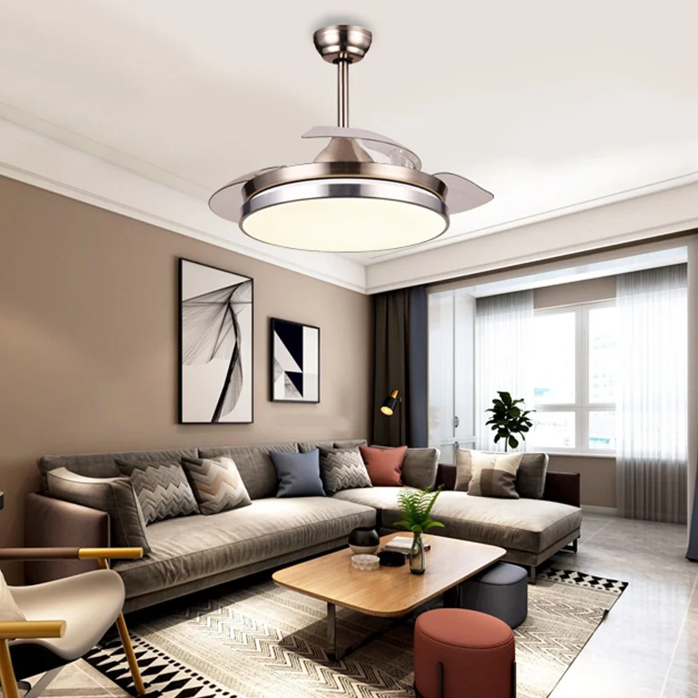 مروحة سقف غير مرئية قابلة للسحب على الطراز الأوروبي مع ضوء مروحة سقف تيار متردد عالي الجودة مع جهاز تحكم عن بعد