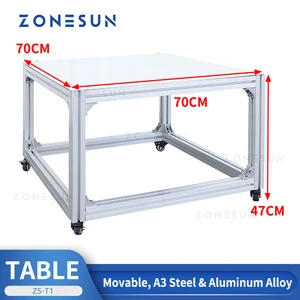 Подвижный стол ZONESUN для настольного наполнения этикеток, универсальное колесо 70*70 см, A3, сталь, алюминиевый сплав