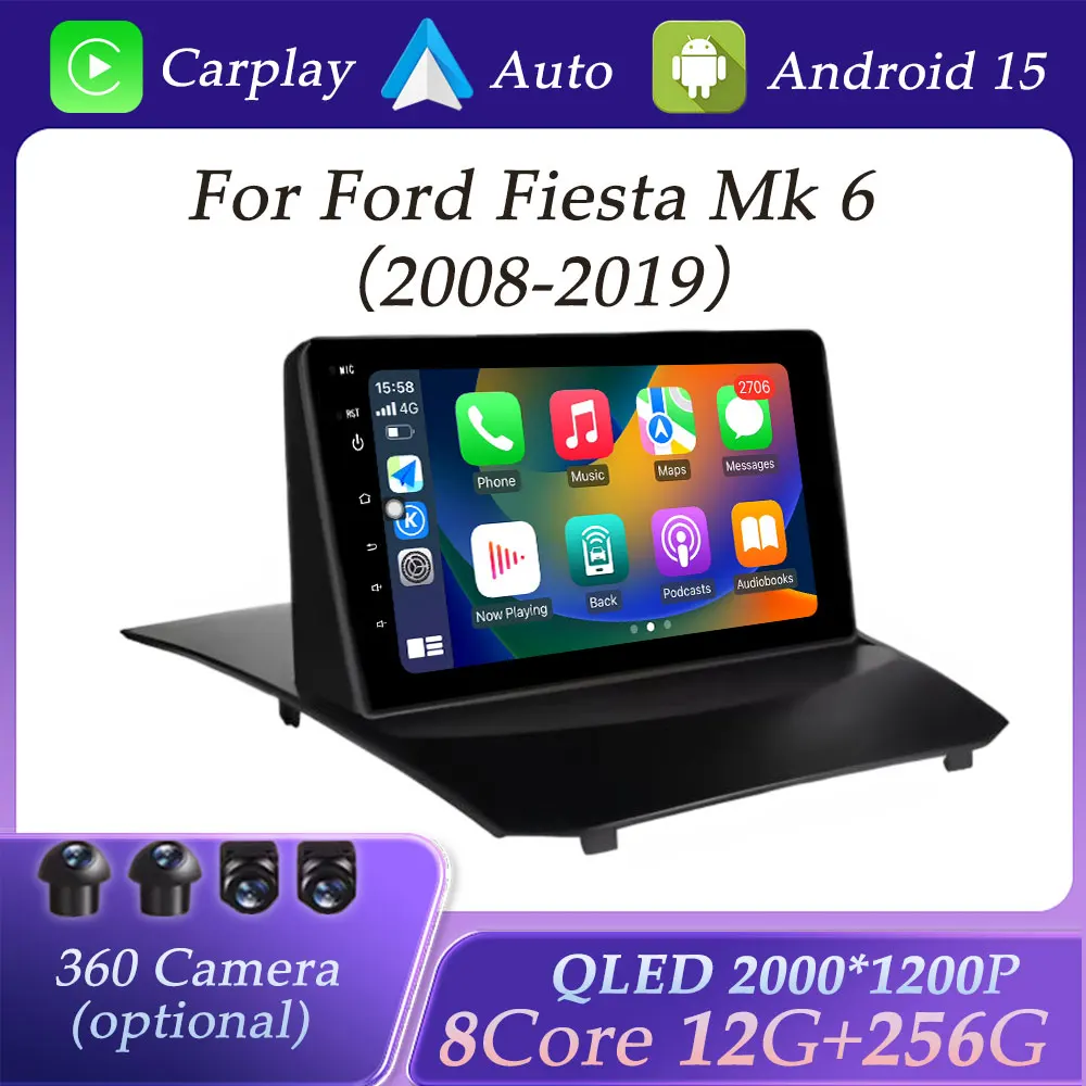 

QLED Screen for Ford Fiesta Mk 6 2008 - 2019 CarPlay Car Radio Video Audio Multimedia Player GPS Navigation DSP Stereo WIFI BT