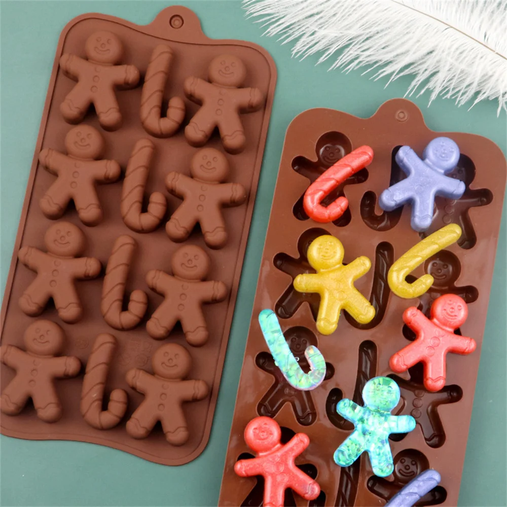 

Christmas Gingerbread Man Silicone Mold DIY Chocolate Cake Non-stick Fondant Cookie Baking Trays Xmas Trees Candy Gift Mould