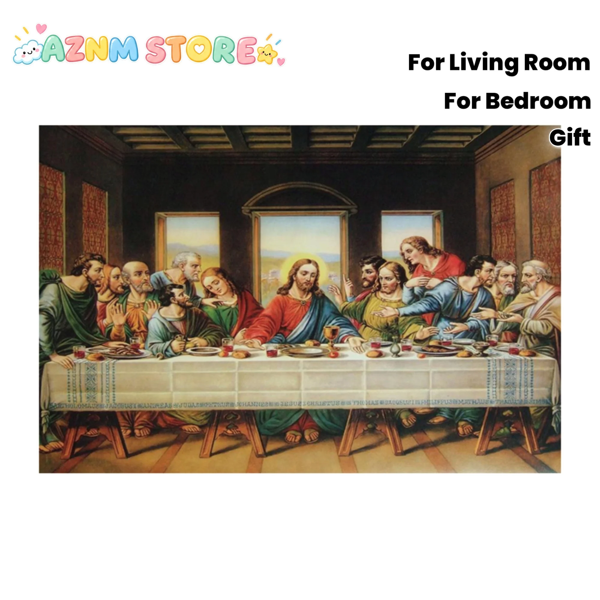 2027 The Last Supper by Leonardo da Vinci - Compatible for Leonardo's Original Composition - Unframed Jesus & Apostles Canvas