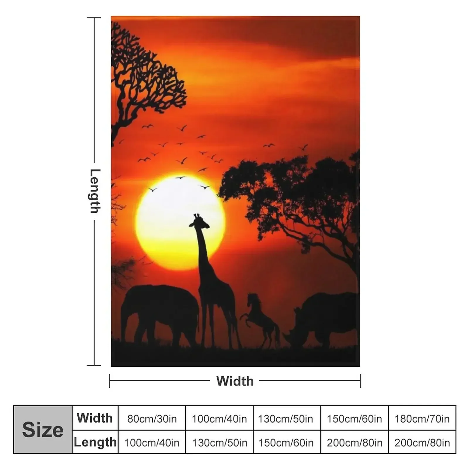 New Wild Animals on African Savanna Sunset Throw Blanket Winter beds Quilt warm for winter Furrys Blankets