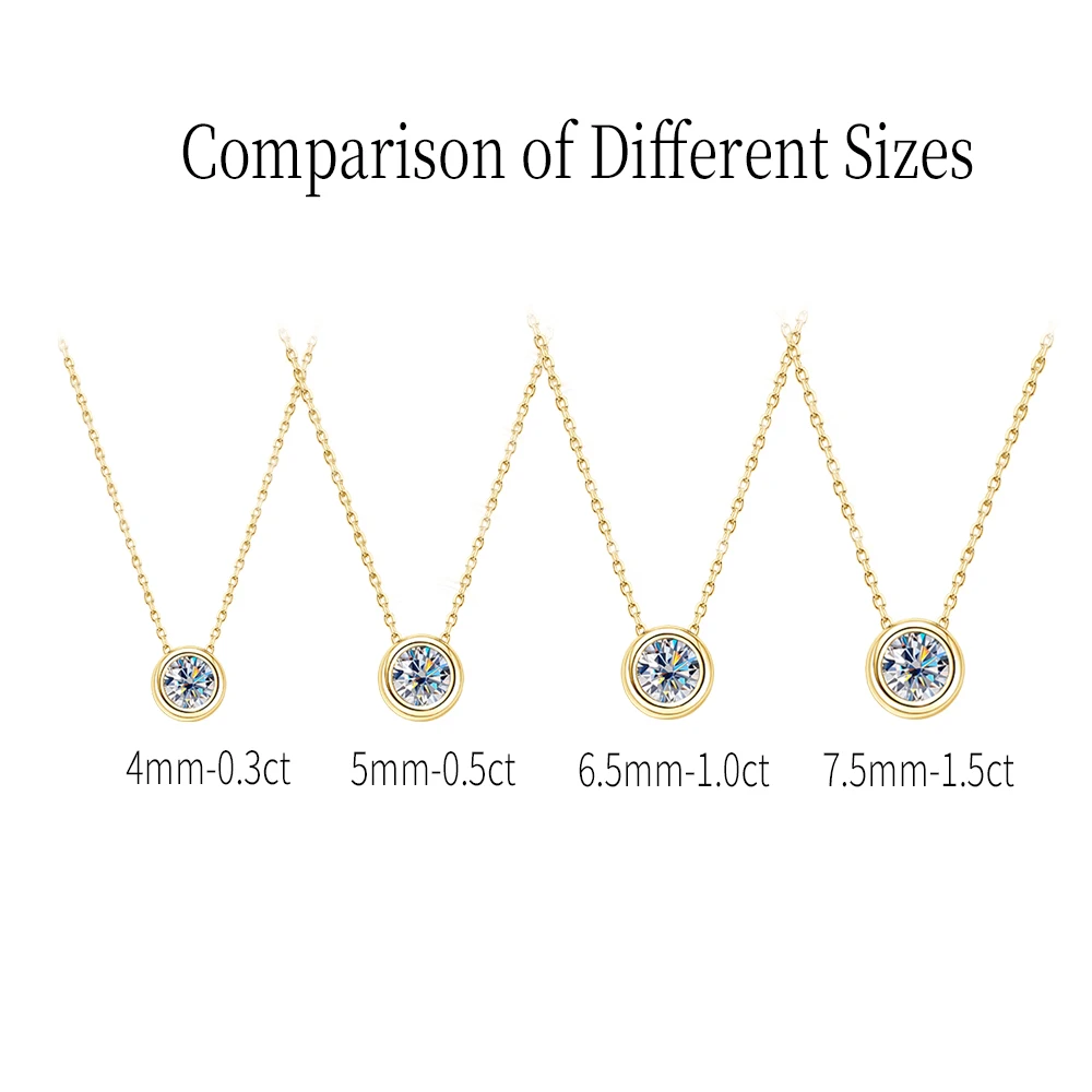 Zertifizierte 4mm-7,5mm Bubble Moissanit Halskette Funkelnder Solitär Labor-Diamant Anhänger Halsketten für Damen Schmuck – Detail 1