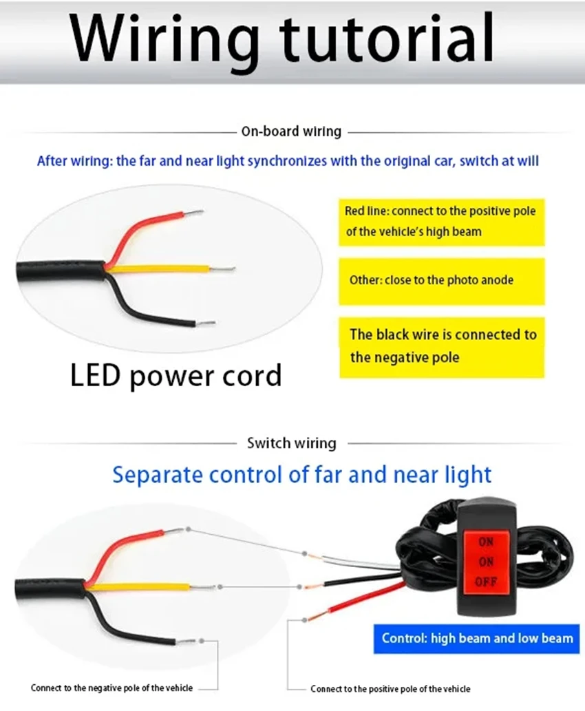 Additional Led Headlights For Motorcycle Led Light Lamp 12-80V Dual-Color White/Amber Universal Auxiliary Spotlights Fog Light