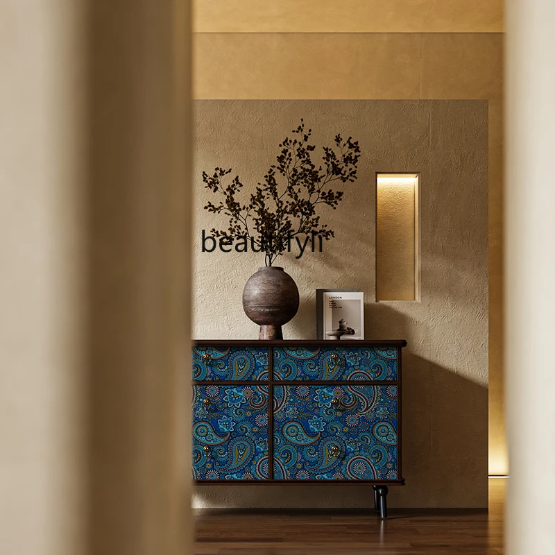

French aesthetic style dining side cabinet solid wood home living room bedroom sofa decorative cabinet door storage cabinet