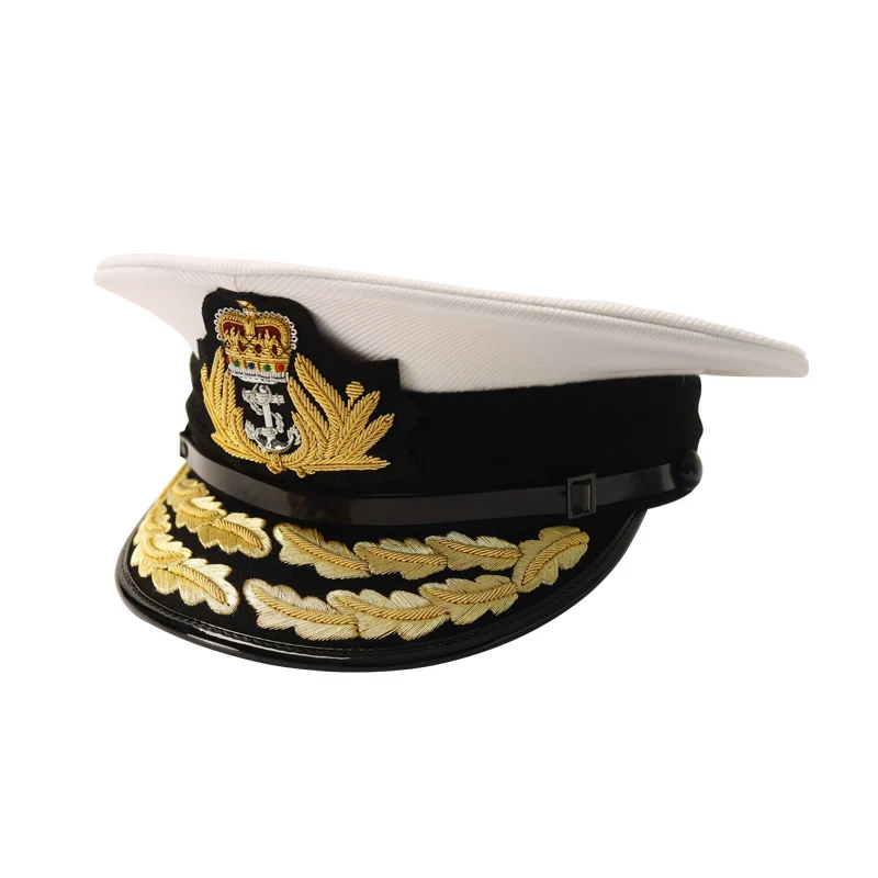 British Royal Navy Officer Hat Naval Captain Peak Cap R N Commanders Cap Queen King\'s Crown