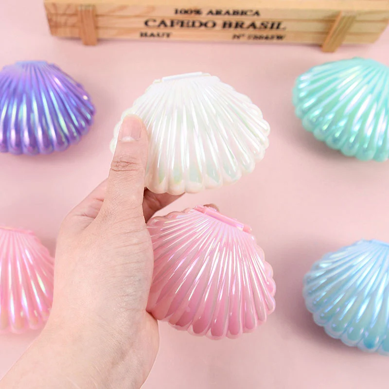 5pcs Colorful Shell Shaped Candy Gift Box Small Gift Jewelry Storage Boxes Mermaid Theme Birthday Party Decoration Baby Shower