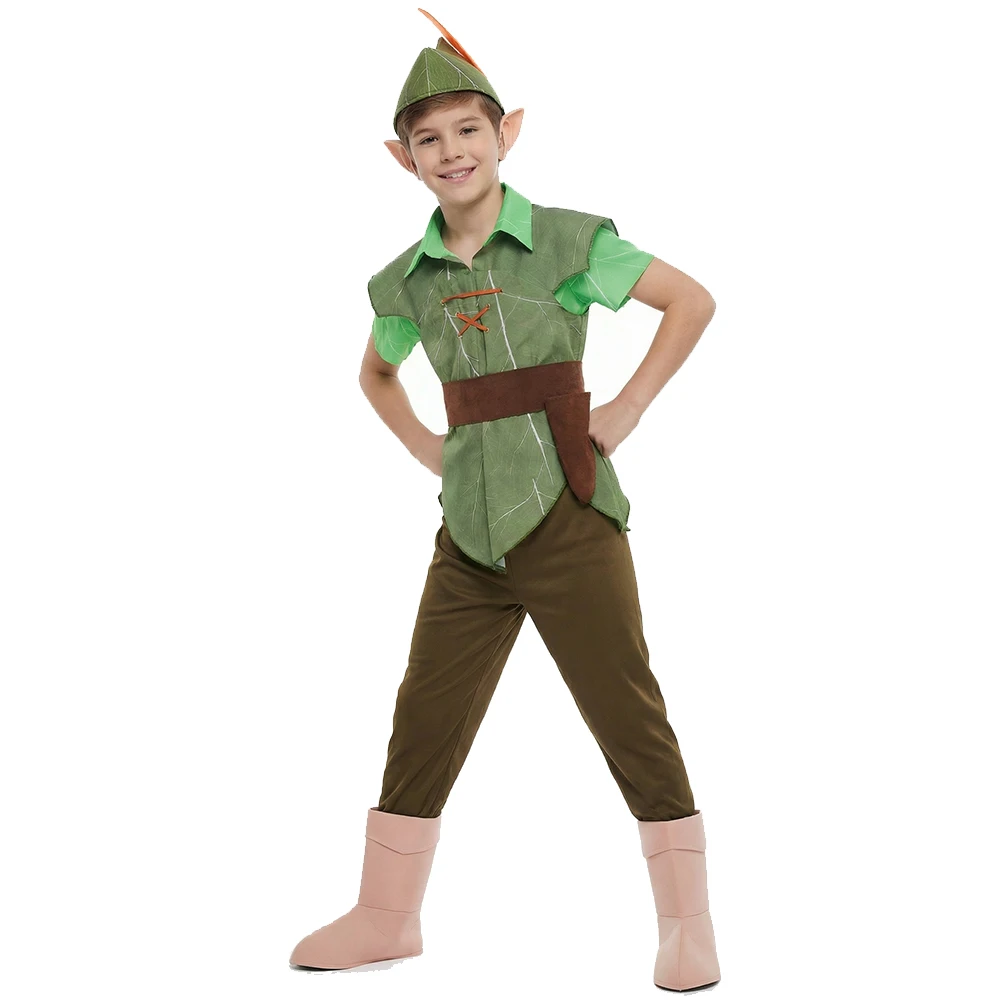 

Peter Pan Halloween Cosplay Costume Child Boys Fairy Elf Fancy Dress Stage Performance Tops Pants Hat Christmas Gift-Takerlama