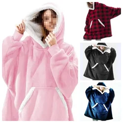 Winter Hoodies Sweatshirt Women Pullover Fleece Giant TV Oversized Blanket with Long Flannel Sleeves