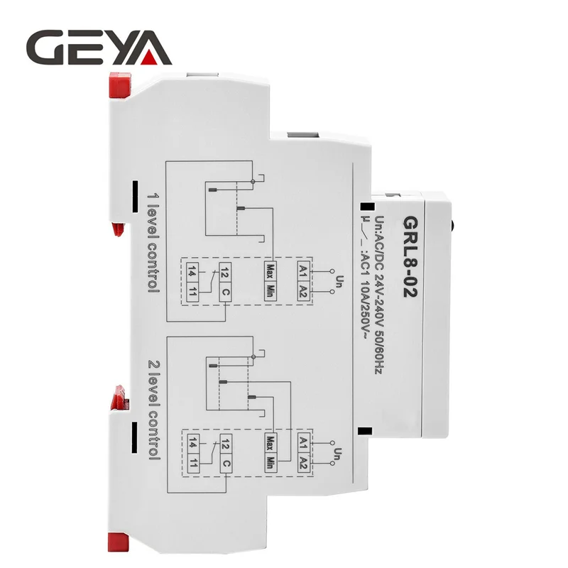 

2025 Hot Style 3X GEYA GRL8-02 Liquid Control Relay Level Control Relay 10A ACDC24V-240V Wide Range Voltage Water Pump Relay