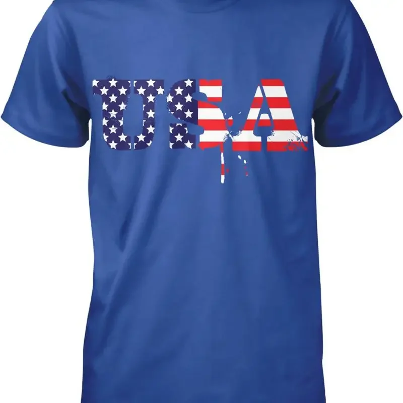 

США, красный, белый, синий флаг США, мужская футболка со звездами и полосками American Pride NOFO_00196