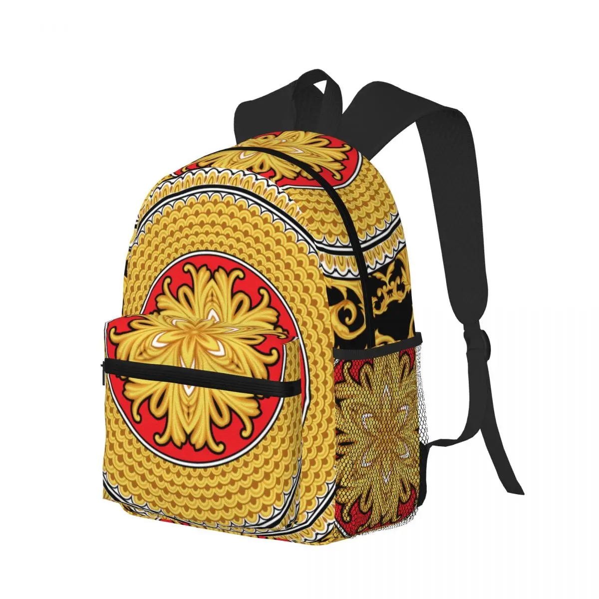 Golden Baroque Background Casual Daypack Travel School Bag with Pockets for Women College